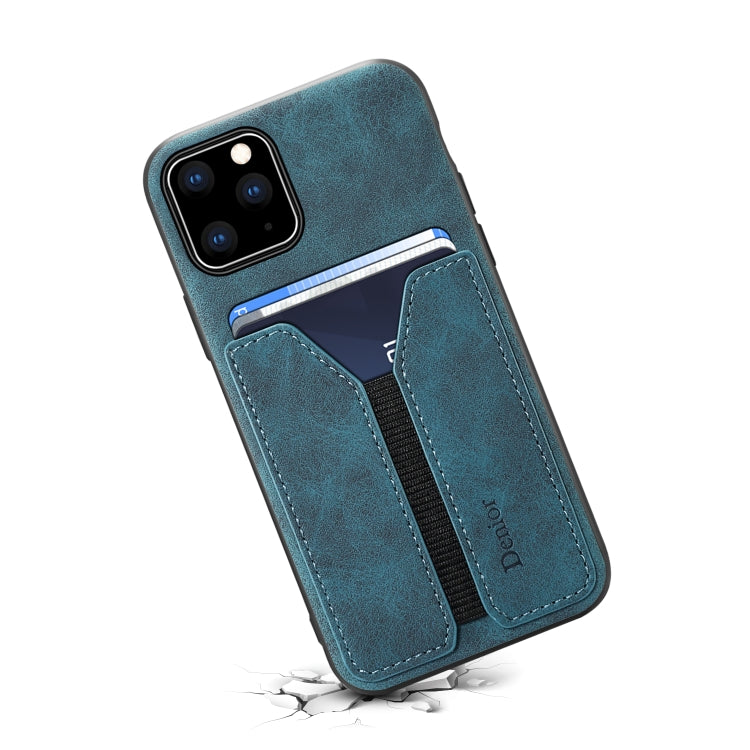 Funda de teléfono con tapa trasera de PU y tarjeta elástica Denior DV, para iPhone 11 Pro, para iPhone 11 Pro Max, para iPhone X / XS, para iPhone XR, para iPhone XS Max, para iPhone SE 2022 / SE 2020 / 7 / 8