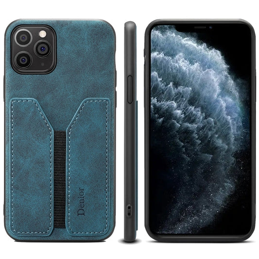 Funda de teléfono con tapa trasera de PU y tarjeta elástica Denior DV, para iPhone 11 Pro, para iPhone 11 Pro Max, para iPhone X / XS, para iPhone XR, para iPhone XS Max, para iPhone SE 2022 / SE 2020 / 7 / 8