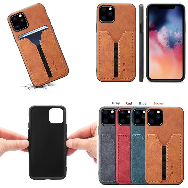 Funda de teléfono con tapa trasera de PU y tarjeta elástica Denior DV, para iPhone 11 Pro, para iPhone 11 Pro Max, para iPhone X / XS, para iPhone XR, para iPhone XS Max, para iPhone SE 2022 / SE 2020 / 7 / 8