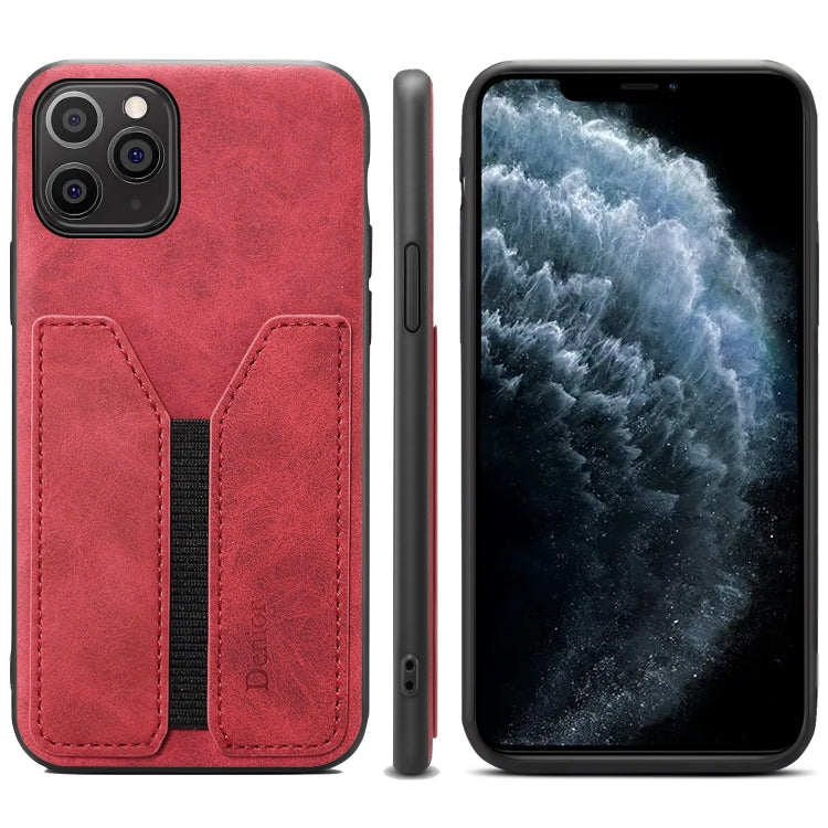 Funda de teléfono con tapa trasera de PU y tarjeta elástica Denior DV, para iPhone 11 Pro, para iPhone 11 Pro Max, para iPhone X / XS, para iPhone XR, para iPhone XS Max, para iPhone SE 2022 / SE 2020 / 7 / 8