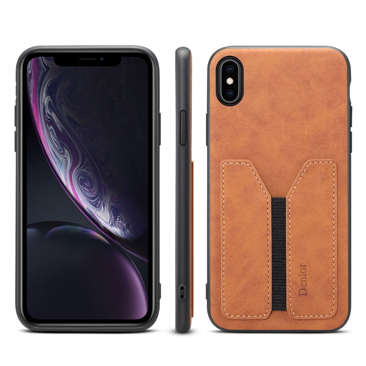 Funda de teléfono con tapa trasera de PU y tarjeta elástica Denior DV, para iPhone 11 Pro, para iPhone 11 Pro Max, para iPhone X / XS, para iPhone XR, para iPhone XS Max, para iPhone SE 2022 / SE 2020 / 7 / 8