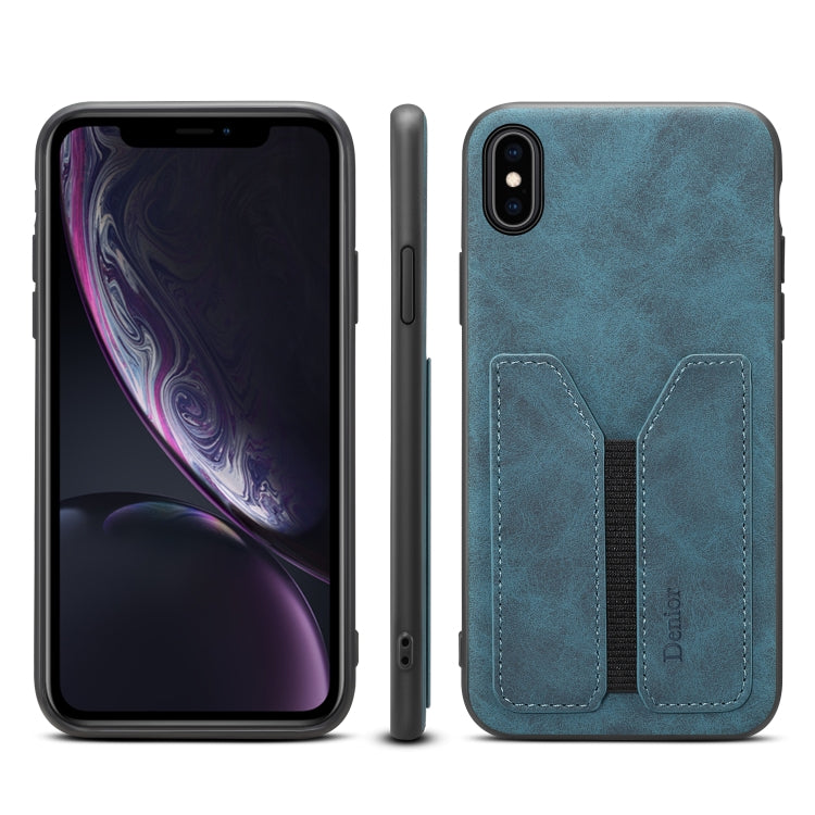 Funda de teléfono con tapa trasera de PU y tarjeta elástica Denior DV, para iPhone 11 Pro, para iPhone 11 Pro Max, para iPhone X / XS, para iPhone XR, para iPhone XS Max, para iPhone SE 2022 / SE 2020 / 7 / 8