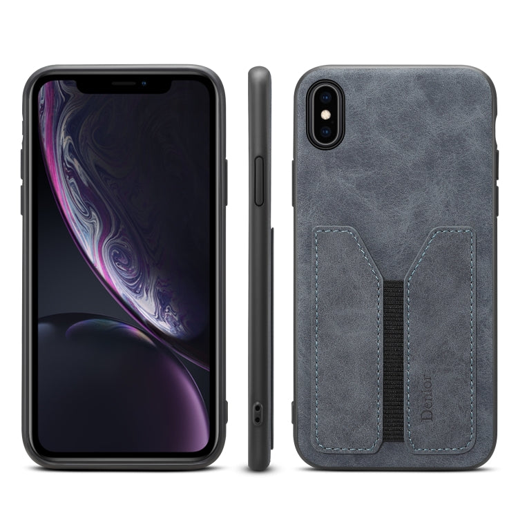 Funda de teléfono con tapa trasera de PU y tarjeta elástica Denior DV, para iPhone 11 Pro, para iPhone 11 Pro Max, para iPhone X / XS, para iPhone XR, para iPhone XS Max, para iPhone SE 2022 / SE 2020 / 7 / 8