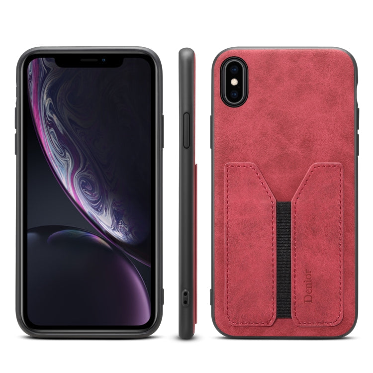 Funda de teléfono con tapa trasera de PU y tarjeta elástica Denior DV, para iPhone 11 Pro, para iPhone 11 Pro Max, para iPhone X / XS, para iPhone XR, para iPhone XS Max, para iPhone SE 2022 / SE 2020 / 7 / 8