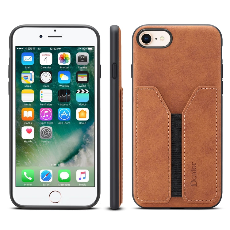 Funda de teléfono con tapa trasera de PU y tarjeta elástica Denior DV, para iPhone 11 Pro, para iPhone 11 Pro Max, para iPhone X / XS, para iPhone XR, para iPhone XS Max, para iPhone SE 2022 / SE 2020 / 7 / 8