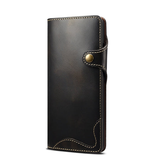 Funda de cuero genuino Denior Oil Wax Cowhide con botón magnético, para Samsung Galaxy S20+, para Samsung Galaxy S20 Ultra, para Samsung Galaxy Note20, para Samsung Galaxy Note20 Ultra, para Samsung Galaxy S21 5G, para Samsung Galaxy S21+ 5G
