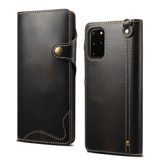 Funda de cuero genuino Denior Oil Wax Cowhide con botón magnético, para Samsung Galaxy S20+, para Samsung Galaxy S20 Ultra, para Samsung Galaxy Note20, para Samsung Galaxy Note20 Ultra, para Samsung Galaxy S21 5G, para Samsung Galaxy S21+ 5G