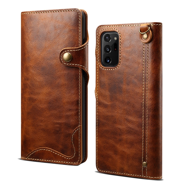 Denior Oil Wax Genuine Leather Magnetic Wallet Case – Samsung Galaxy S20 / S21 / Note20 Series