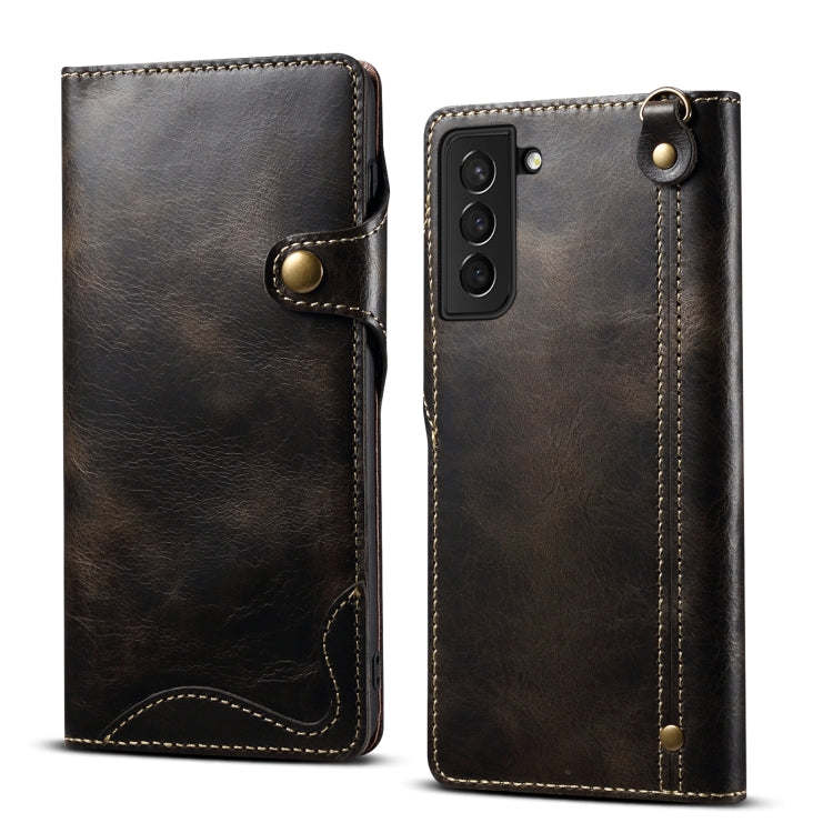 Denior Oil Wax Genuine Leather Magnetic Wallet Case – Samsung Galaxy S20 / S21 / Note20 Series