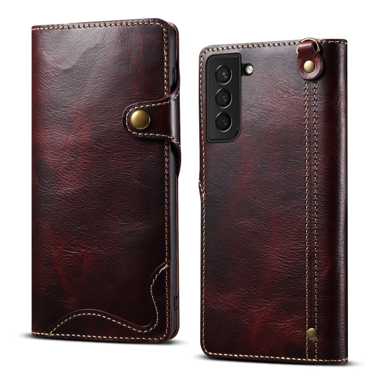 Denior Oil Wax Genuine Leather Magnetic Wallet Case – Samsung Galaxy S20 / S21 / Note20 Series