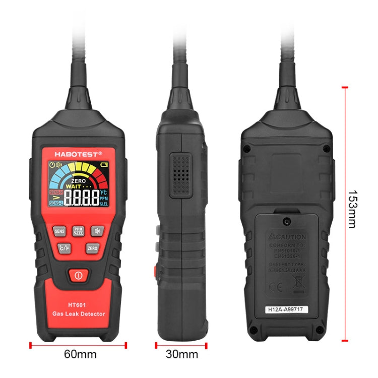 Detektor für brennbare Gase – HABOTEST HT601A | 0–9999ppm | Dualer Alarm