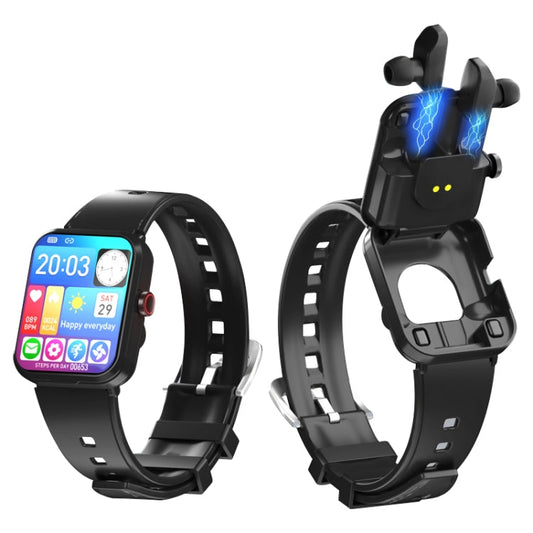 S6 TWS Smart Bracelet with Bluetooth Earphones – 1.91" Touchscreen, Heart Rate Monitor & Call Support