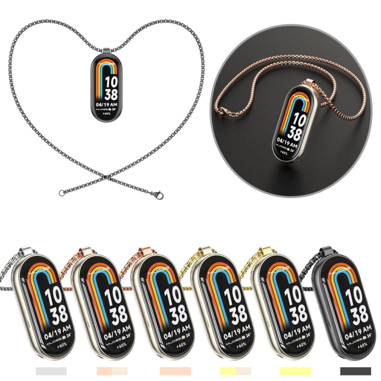 Mijobs Stainless Steel Watch Necklace Pendant for Xiaomi Smart Band 8, 9 & 10