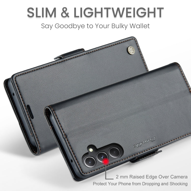 CaseMe 023 RFID Blocking Wallet Case – Samsung Galaxy S23 FE / A14 / A24 / A34 | Litchi Leather with Stand