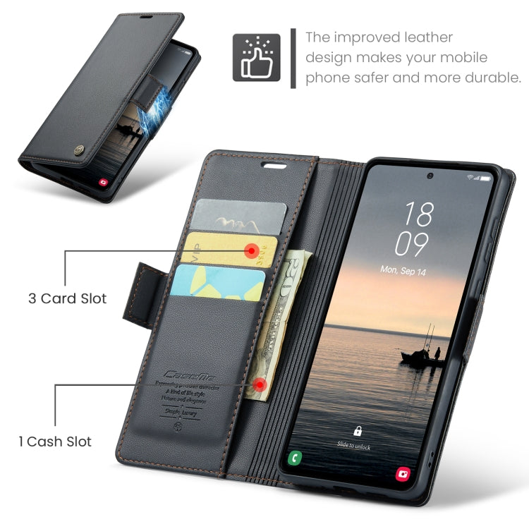 CaseMe 023 RFID Blocking Wallet Case – Samsung Galaxy S23 FE / A14 / A24 / A34 | Litchi Leather with Stand