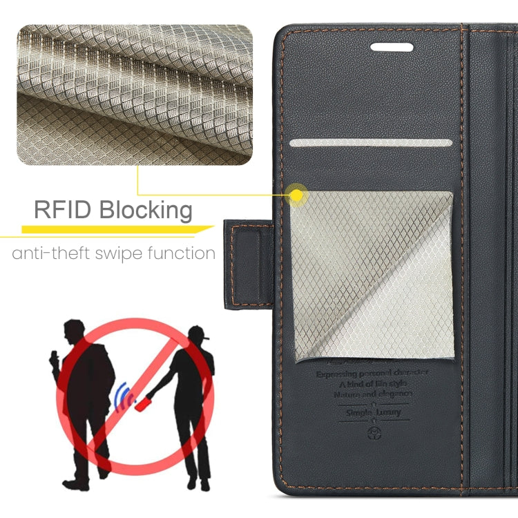 CaseMe 023 RFID Blocking Wallet Case – Samsung Galaxy S23 FE / A14 / A24 / A34 | Litchi Leather with Stand