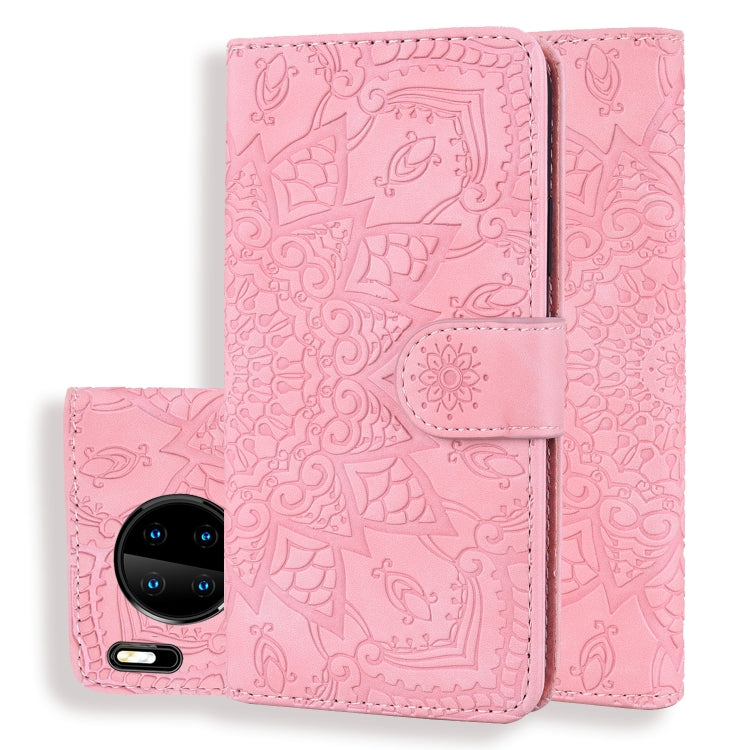 Embossed Sunflower Flip Wallet Case with Card Slots & Holder for Xiaomi & Huawei
