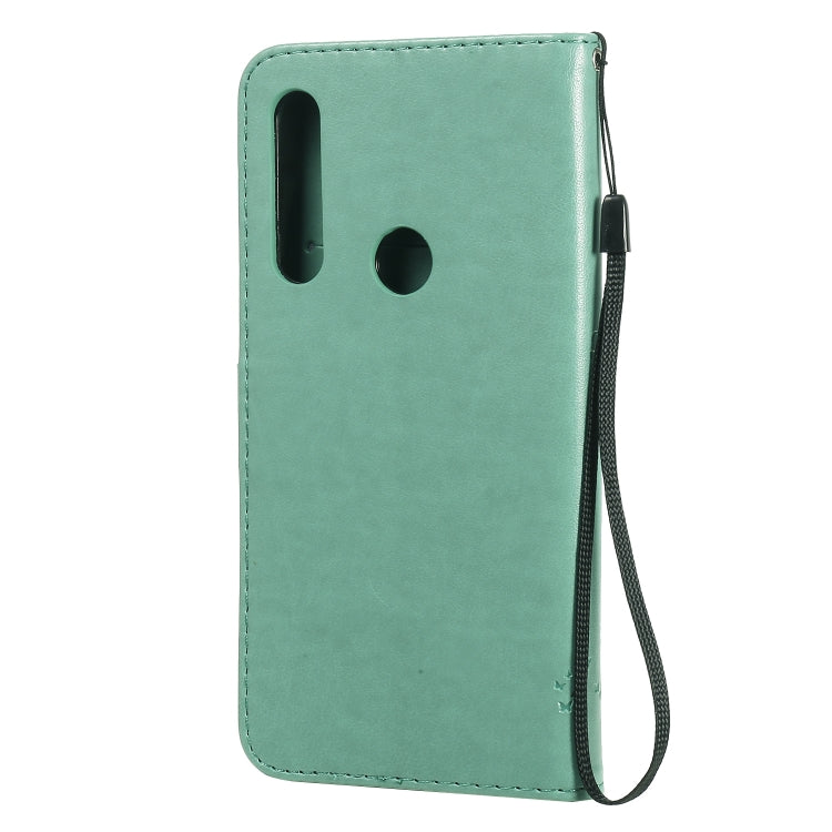 Baum- und Katzenmuster geprägte horizontale Flip-Lederhülle mit Halterung, Kartenfächern, Brieftasche und Umhängeband, für Motorola Moto G Power, für Motorola Moto G8 Power Lite