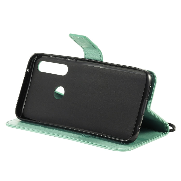 Baum- und Katzenmuster geprägte horizontale Flip-Lederhülle mit Halterung, Kartenfächern, Brieftasche und Umhängeband, für Motorola Moto G Power, für Motorola Moto G8 Power Lite