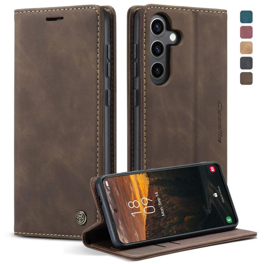 Funda de piel sintética retro esmerilada con tapa tipo cartera CaseMe 013 – Samsung Galaxy S24+ / S24 5G, A05s y A25 5G