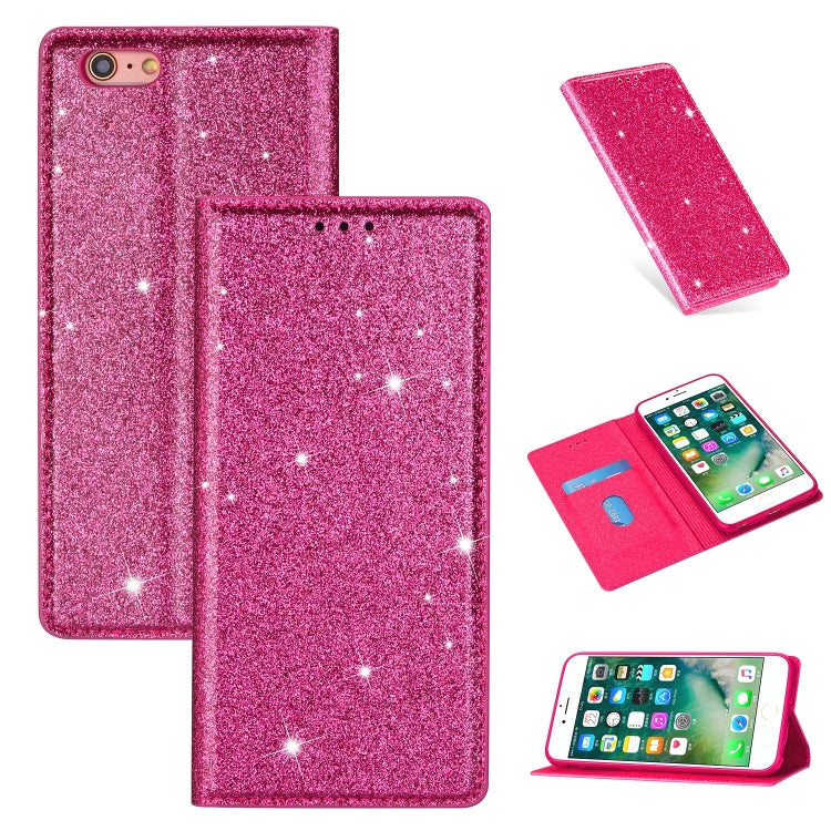 Estuche de cuero ultrafino con purpurina magnética de apertura horizontal con soporte y ranuras para tarjetas, para iPhone 6 Plus, para iPhone 8/7, para iPhone 8 Plus/7 Plus, para iPhone 11