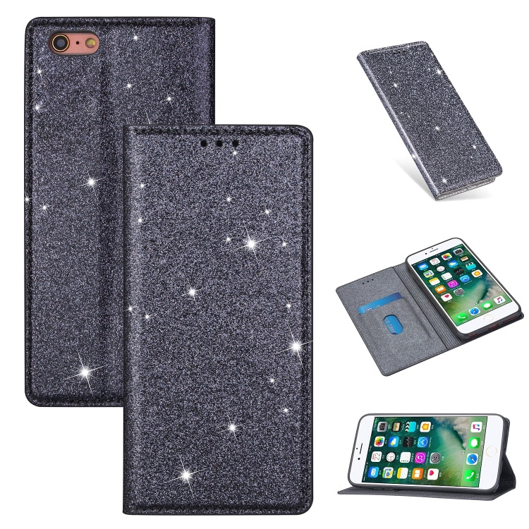 Estuche de cuero ultrafino con purpurina magnética de apertura horizontal con soporte y ranuras para tarjetas, para iPhone 6 Plus, para iPhone 8/7, para iPhone 8 Plus/7 Plus, para iPhone 11