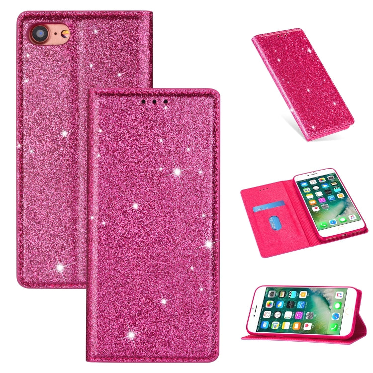 Estuche de cuero ultrafino con purpurina magnética de apertura horizontal con soporte y ranuras para tarjetas, para iPhone 6 Plus, para iPhone 8/7, para iPhone 8 Plus/7 Plus, para iPhone 11