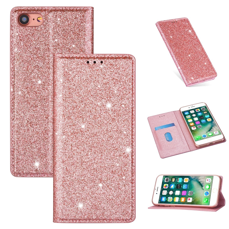 Estuche de cuero ultrafino con purpurina magnética de apertura horizontal con soporte y ranuras para tarjetas, para iPhone 6 Plus, para iPhone 8/7, para iPhone 8 Plus/7 Plus, para iPhone 11