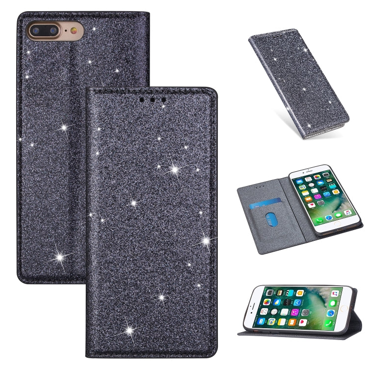Estuche de cuero ultrafino con purpurina magnética de apertura horizontal con soporte y ranuras para tarjetas, para iPhone 6 Plus, para iPhone 8/7, para iPhone 8 Plus/7 Plus, para iPhone 11