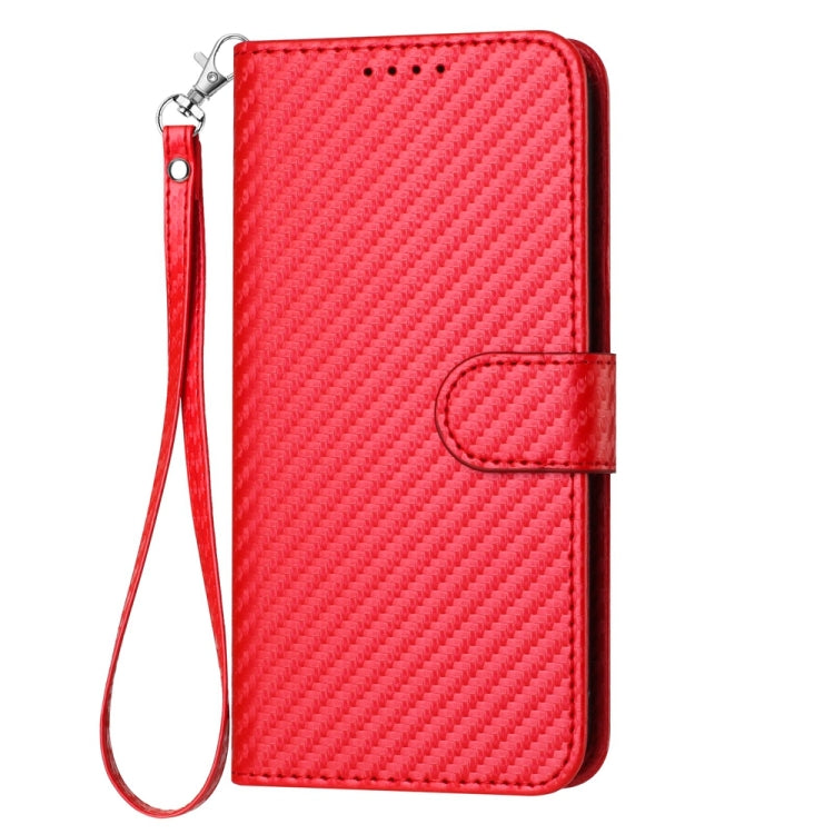 Carbon Fibre Buckle Leather Phone Case with Card Slot & Lanyard — iPhone 14 Pro, 14 Pro Max, SE 2022/2020/8/7