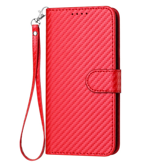 Carbon Fibre Buckle Leather Phone Case with Card Slot & Lanyard — iPhone 14 Pro, 14 Pro Max, SE 2022/2020/8/7