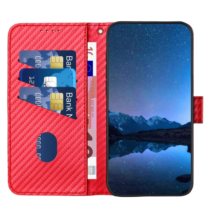 Carbon Fibre Buckle Leather Phone Case with Card Slot & Lanyard — iPhone 14 Pro, 14 Pro Max, SE 2022/2020/8/7