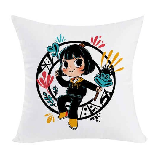 Kissenbezug mit Mädchen-Print | Weicher bedruckter Sofakissenbezug | 35cm, 40cm, 45cm
