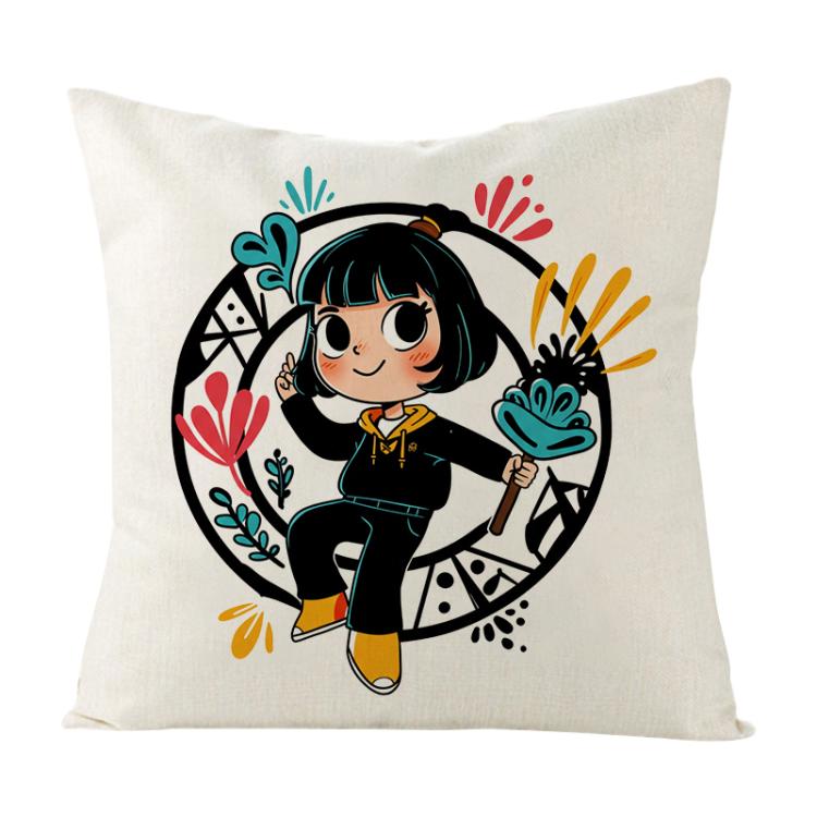 Funda de Cojín con Estampado de Niña | Funda de Almohada Suave Estampada para Sofá | 35cm, 40cm, 45cm