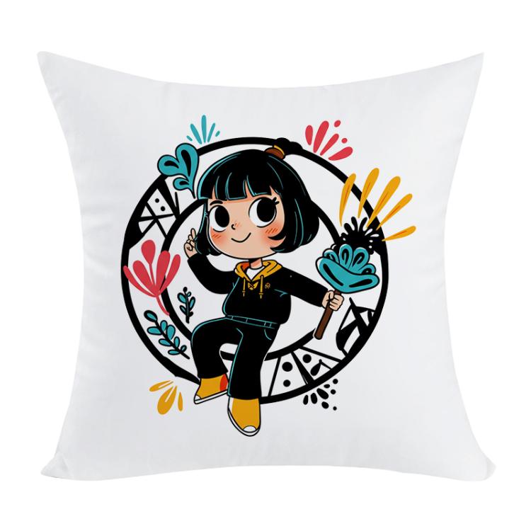 Funda de Cojín con Estampado de Niña | Funda de Almohada Suave Estampada para Sofá | 35cm, 40cm, 45cm