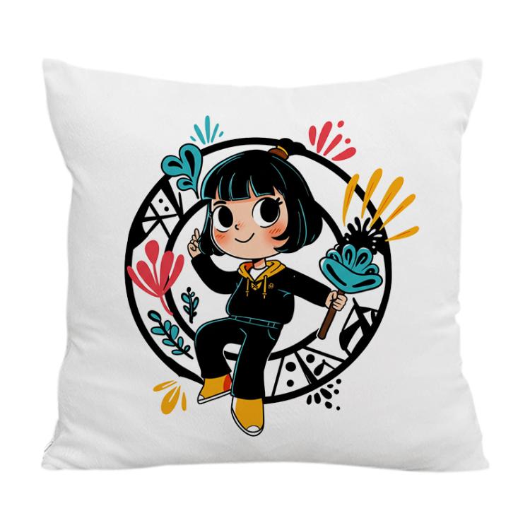 Funda de Cojín con Estampado de Niña | Funda de Almohada Suave Estampada para Sofá | 35cm, 40cm, 45cm