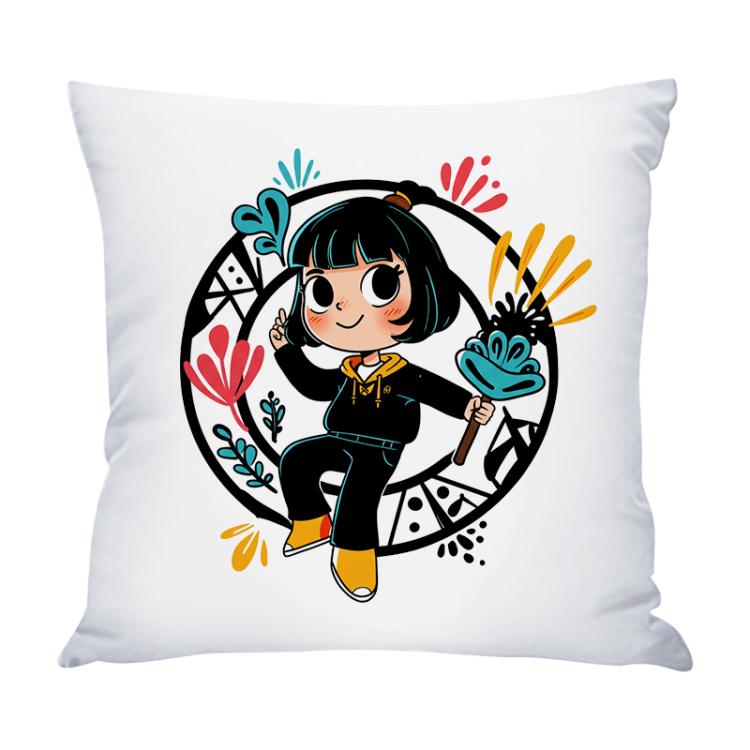 Funda de Cojín con Estampado de Niña | Funda de Almohada Suave Estampada para Sofá | 35cm, 40cm, 45cm