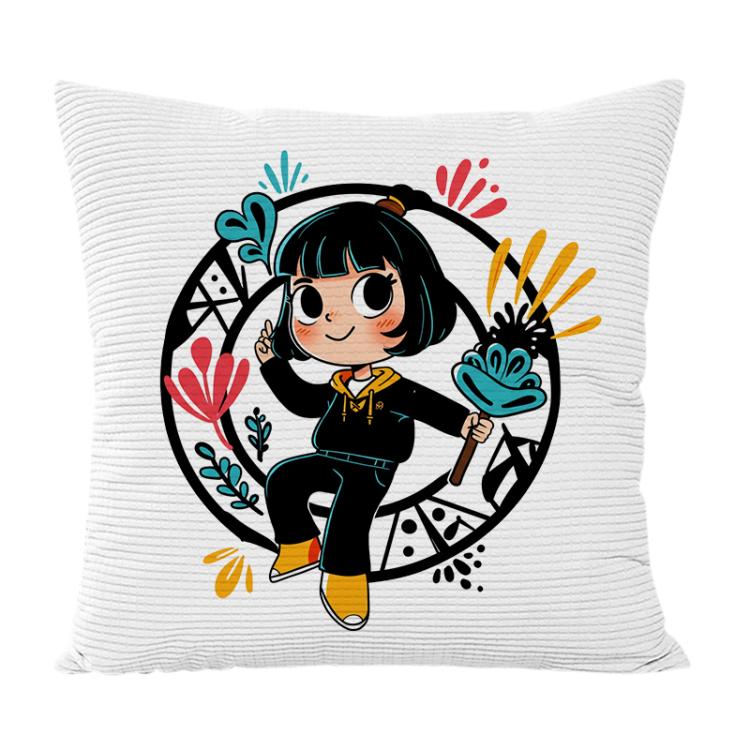 Funda de Cojín con Estampado de Niña | Funda de Almohada Suave Estampada para Sofá | 35cm, 40cm, 45cm
