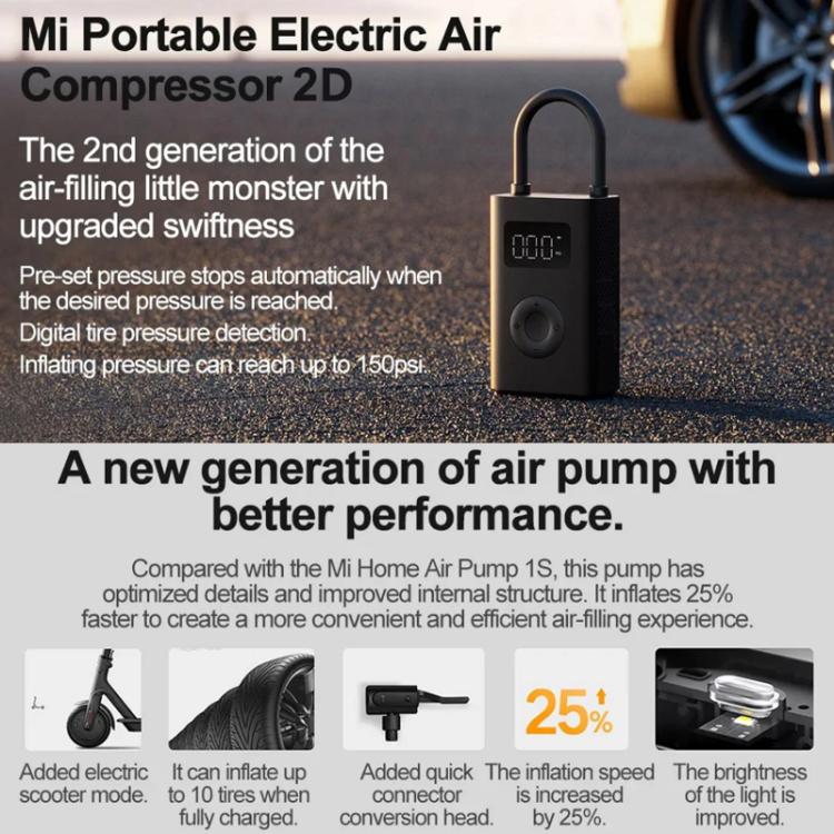 Xiaomi Mijia Luftpumpe 2D Tragbarer Elektrischer Luftkompressor Für Motorrad, Auto, Basketball, Mijia Luftpumpe 2D