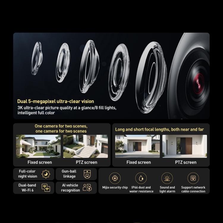 Original Xiaomi Outdoor Kamera 4 MJSXJ10HL Dual 5MP 3K Ultra HD IP66 Wasserdicht, MJSXJ10HL