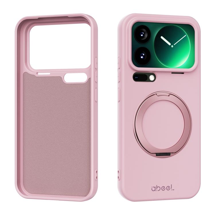ABEEL Magnetische Flüssigsilikonhülle mit Halterung, hautfreundlich, für Xiaomi 17 Ultra, für Xiaomi 17 Pro Max, für Xiaomi 17 Pro, für Xiaomi 17