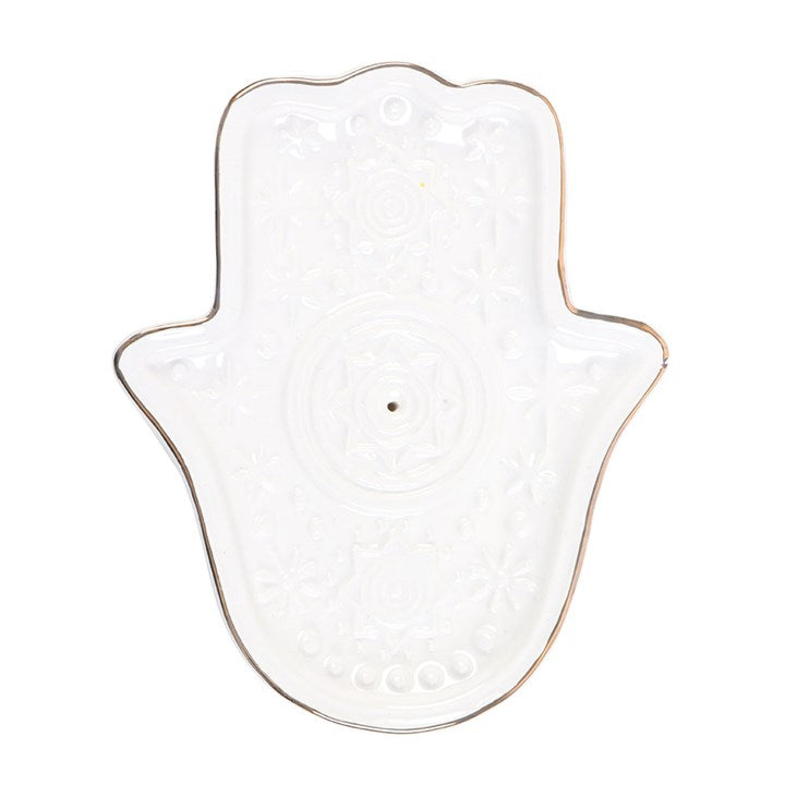 White Hand of Hamsa Incense Holder and Trinket Dish