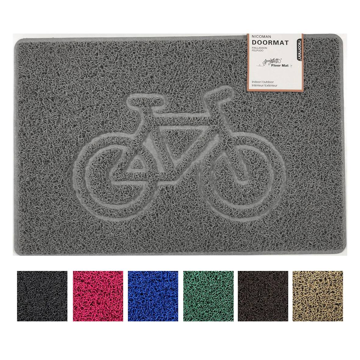 Nicoman Cycle Embossed Spaghetti Doormat | Indoor & Outdoor | Non-Slip | Machine Washable