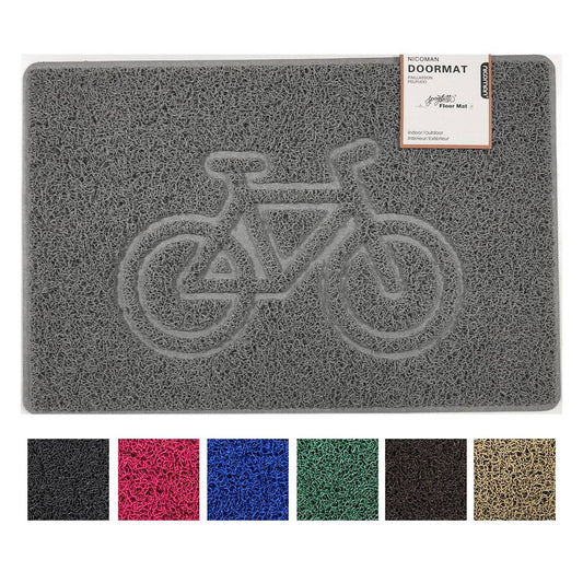 Nicoman Cycle Embossed Spaghetti Doormat | Indoor & Outdoor | Non-Slip | Machine Washable