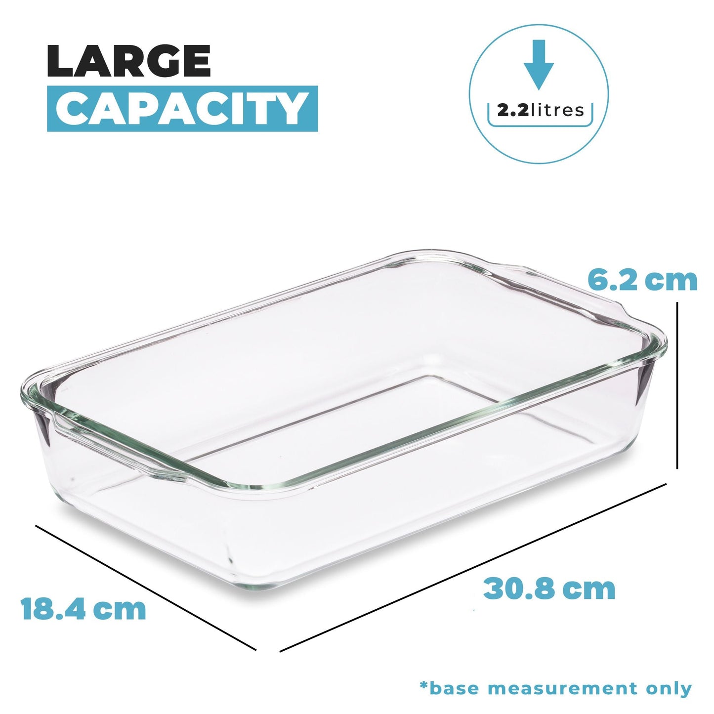 Borosilicate Glass Lasagne Dish with Airtight Lid | 2.2L | Oven, Freezer & Microwave Safe