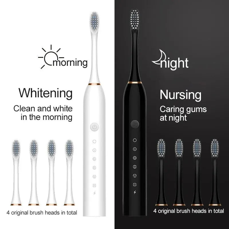 Electric Ultrasonic Toothbrush with 6 Speed Modes - USB Rechargeable, Waterproof Tooth Cleaner