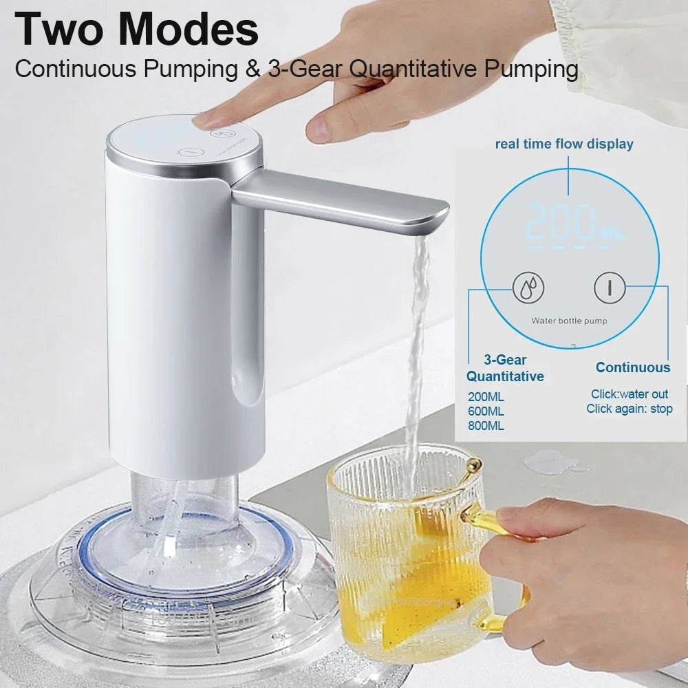 Electric Automatic Water Bottle Pump - Foldable USB Rechargeable Dispenser for Desktop, Home & Office Use