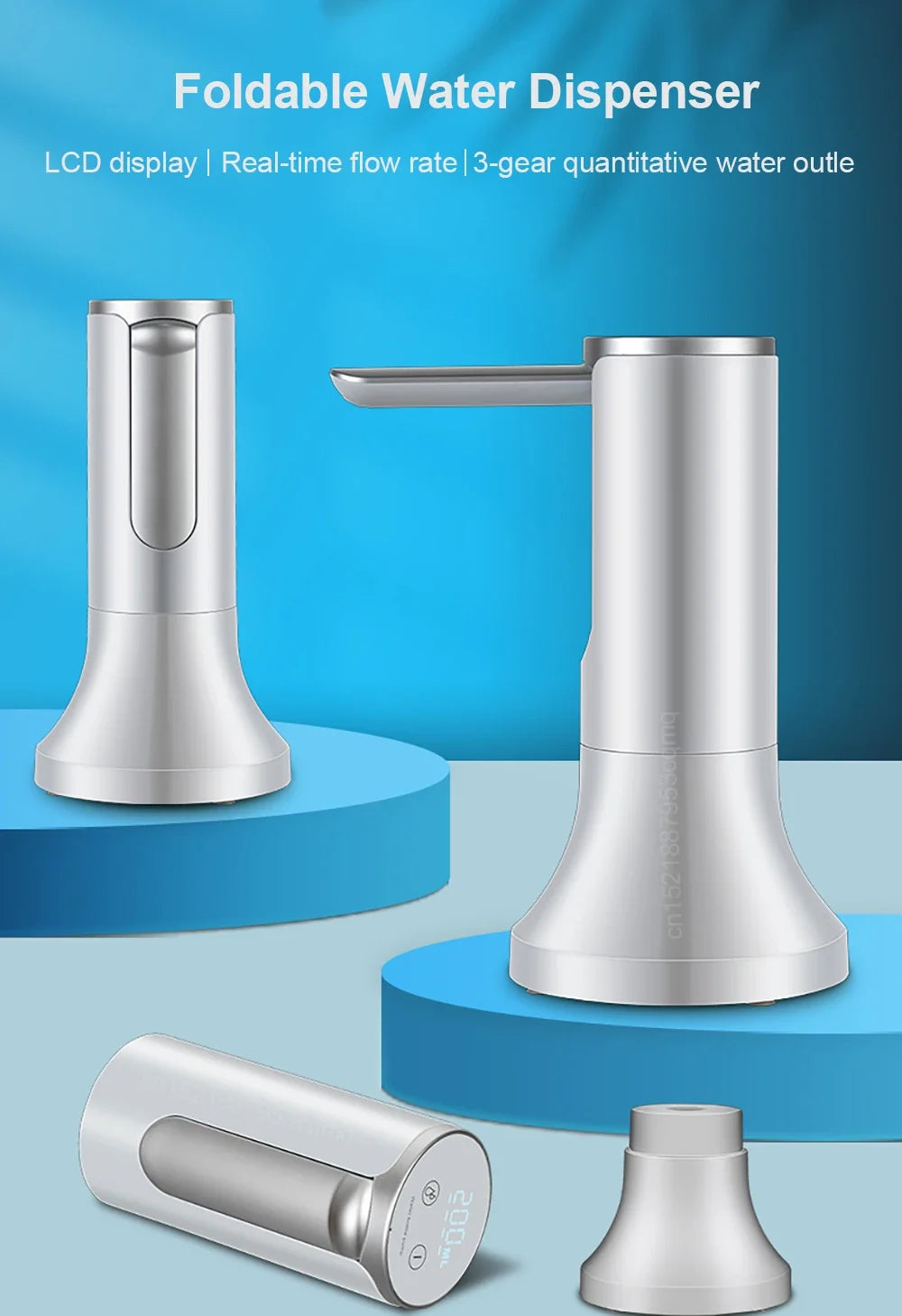 Electric Automatic Water Bottle Pump - Foldable USB Rechargeable Dispenser for Desktop, Home & Office Use
