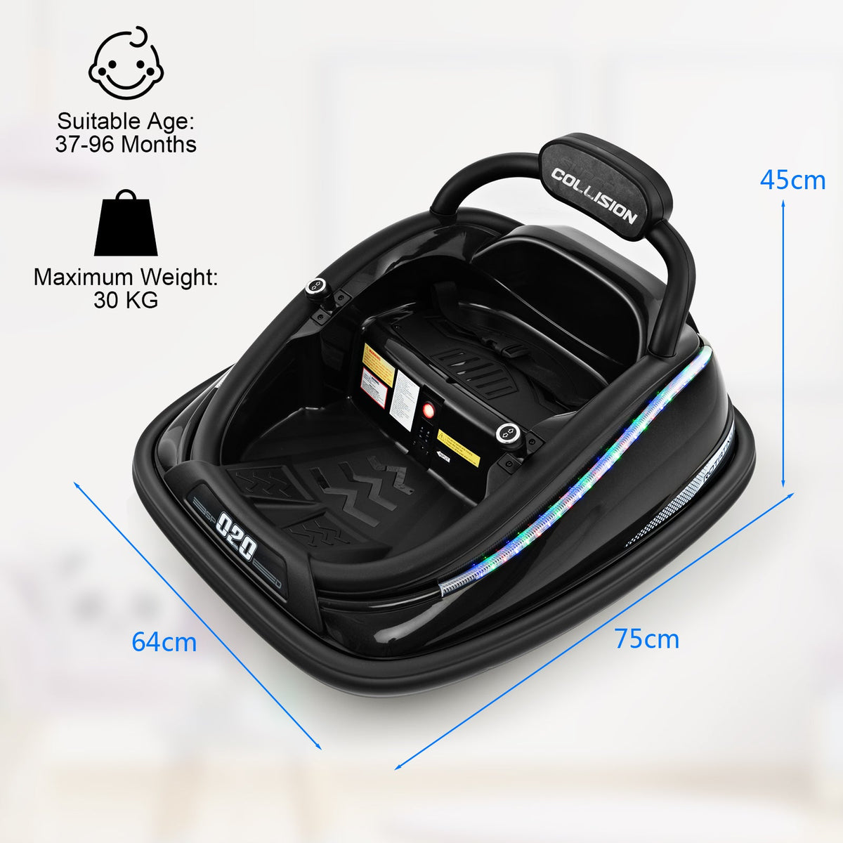 Electric Bumper Car with Remote Control for Kids-Black