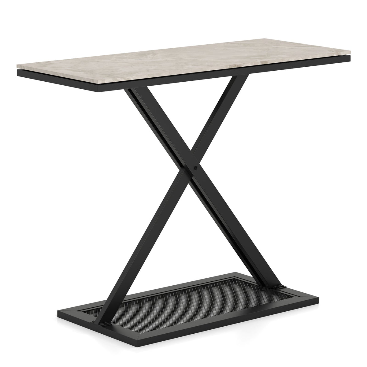 Faux Marble Top Metal Frame Entryway Console Table